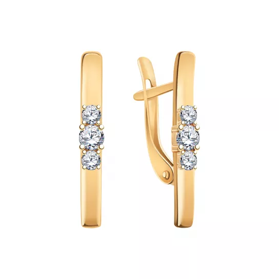 Серьги с фианитом из золота