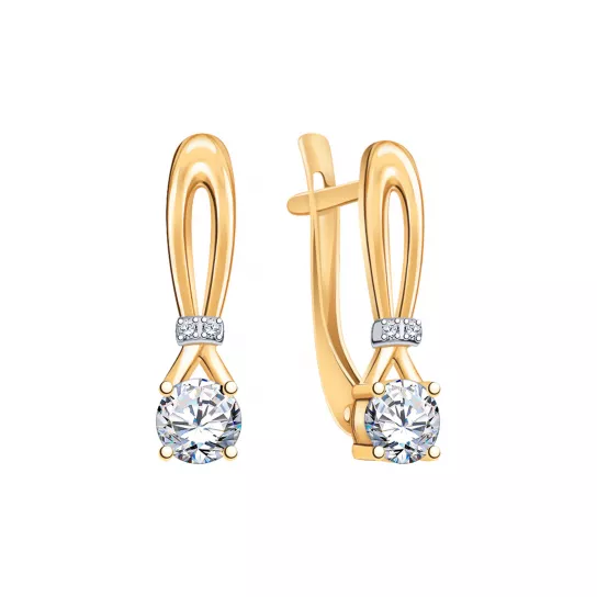 Серьги с фианитом из золота