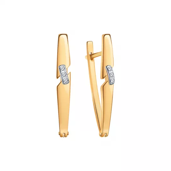 Серьги с фианитом из золота