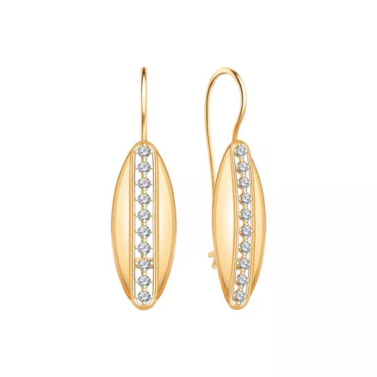 Серьги с фианитом из золота