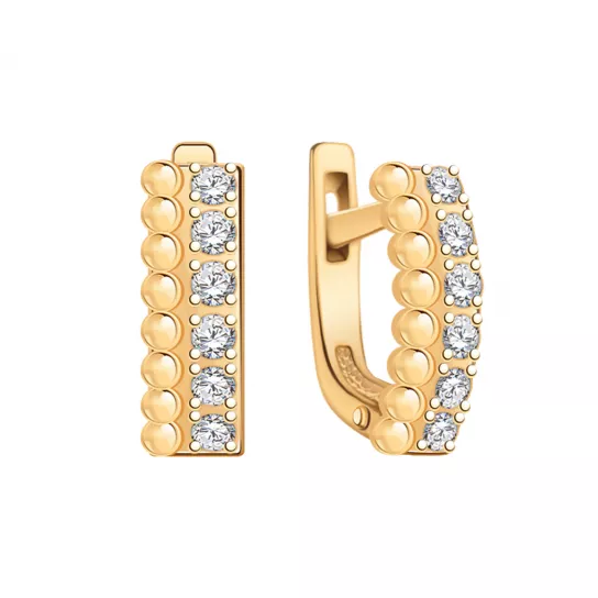 Серьги с фианитом из золота