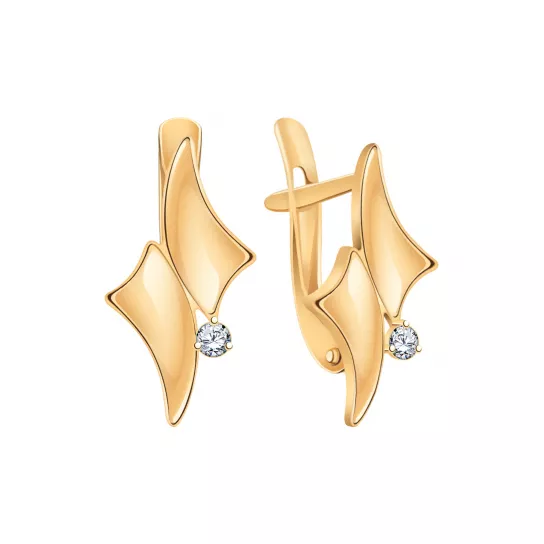 Серьги с фианитом из золота