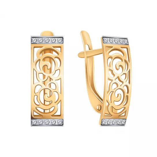 Серьги с фианитом из золота