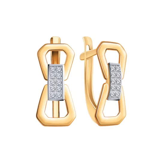 Серьги с фианитом из золота