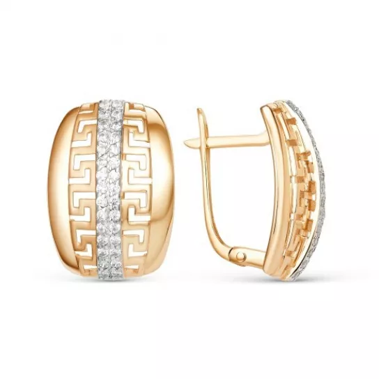 Серьги с фианитом из золота