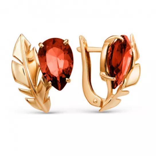 Серьги с гранатом из золота