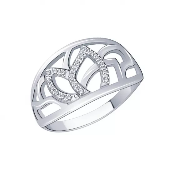 Кольцо с фианитом из серебра