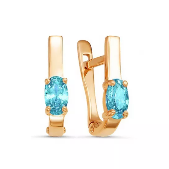 Серьги детские с фианитом из золота