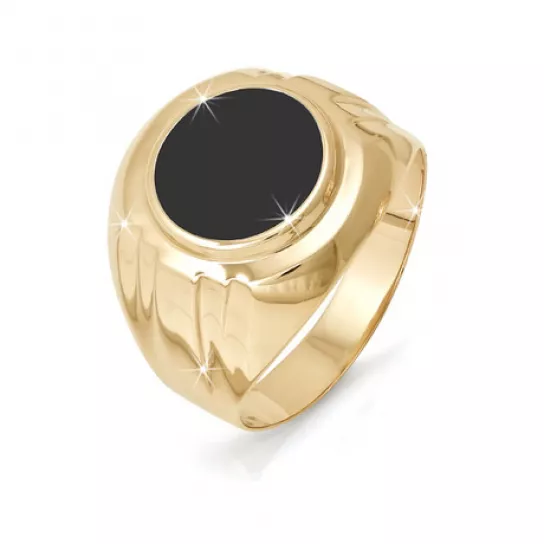 Кольцо-печатка с фианитом из золота