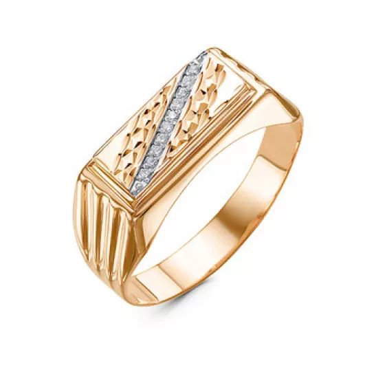 Кольцо-печатка с фианитом из золота