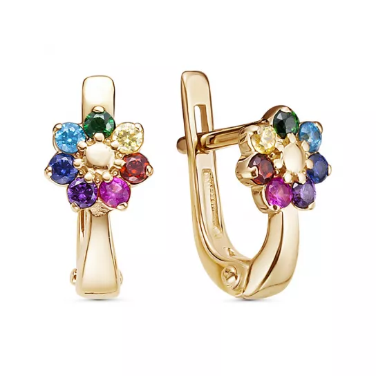 Серьги детские с фианитом из золота