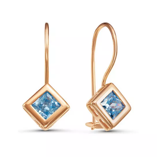 Серьги детские с фианитом из золота