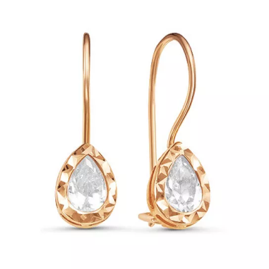 Серьги детские с фианитом из золота