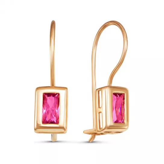 Серьги детские с фианитом из золота
