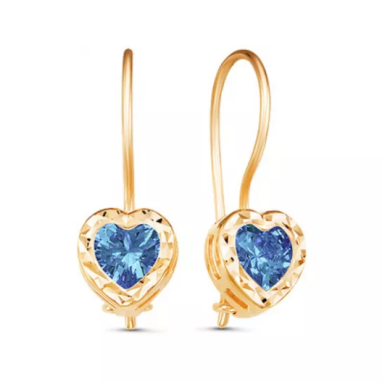 Серьги детские с фианитом из золота