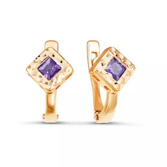 Серьги детские с фианитом из золота