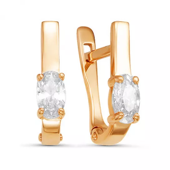 Серьги детские с фианитом из золота