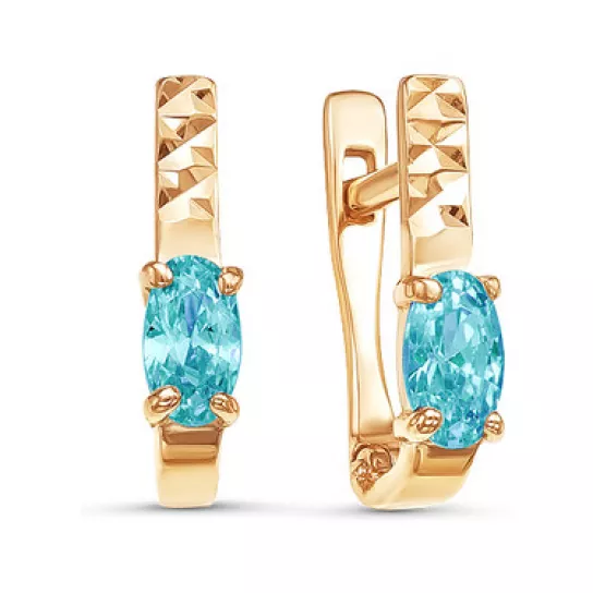 Серьги детские с фианитом из золота