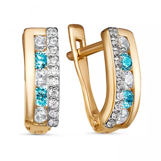 Серьги детские с фианитом из золота