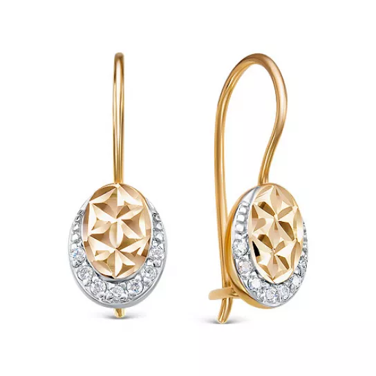 Серьги детские с фианитом из золота