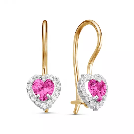 Серьги детские с фианитом из золота