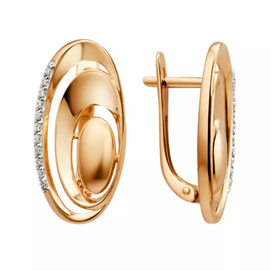 Серьги с фианитом из золота