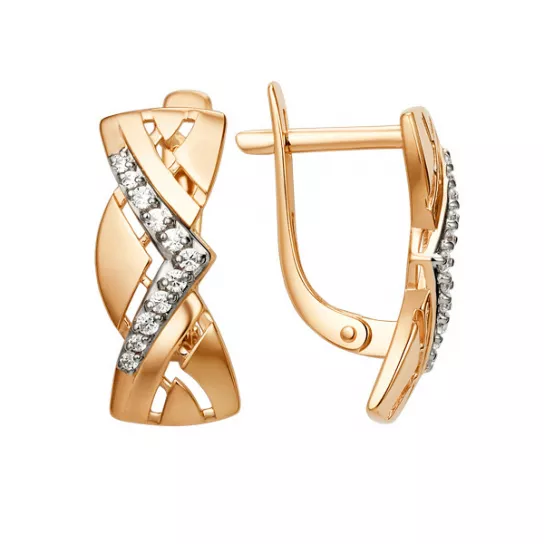 Серьги с фианитом из золота