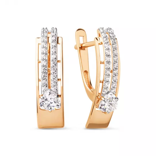 Серьги с фианитом из золота