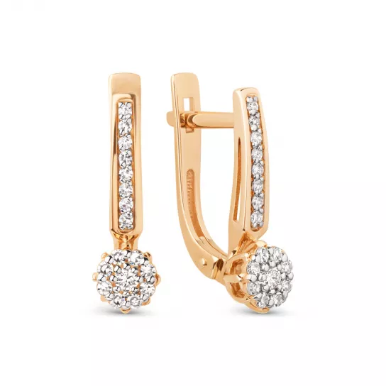 Серьги с фианитом из золота