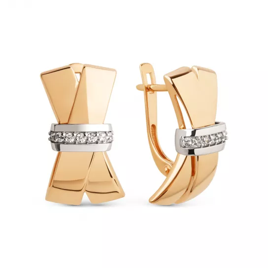 Серьги с фианитом из золота