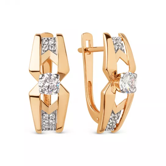 Серьги с фианитом из золота