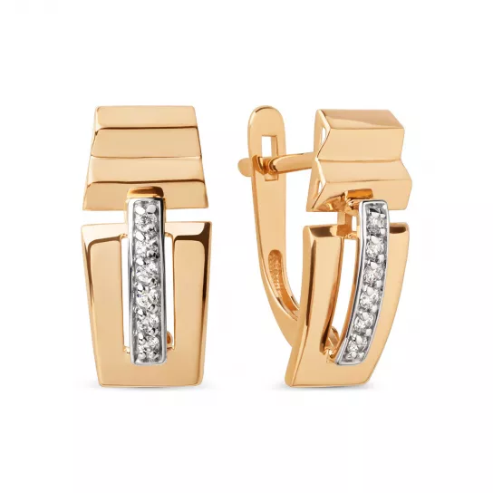 Серьги с фианитом из золота