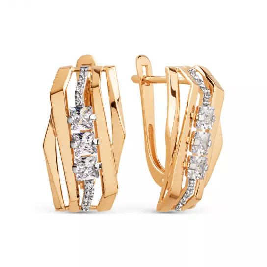 Серьги с фианитом из золота