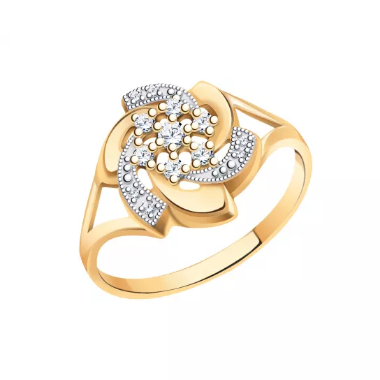 Кольцо с фианитом из золота