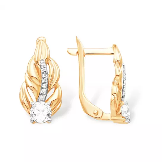 Серьги с фианитом из золота