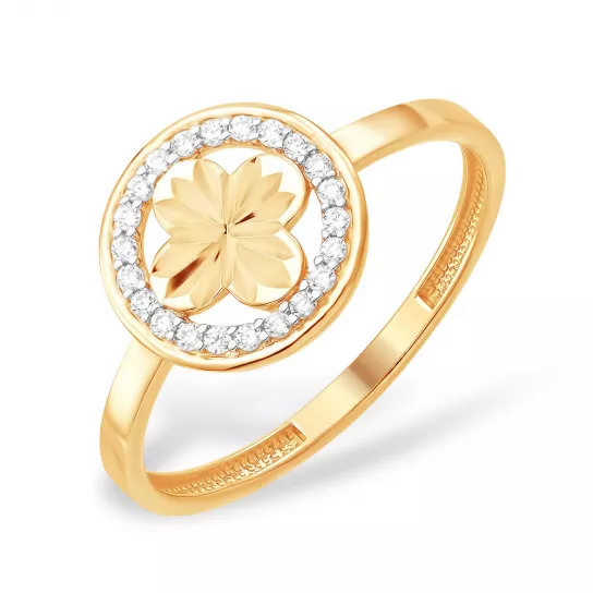 Кольцо с фианитом из золота