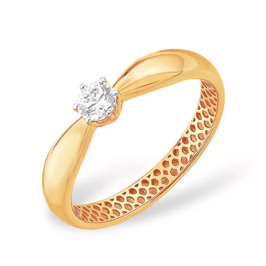 Кольцо с фианитом из золота