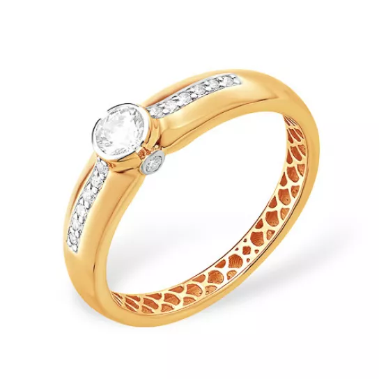 Кольцо с фианитом из золота