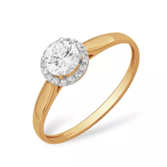 Кольцо с фианитом из золота