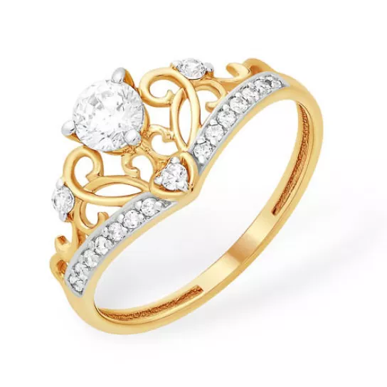 Кольцо с фианитом из золота