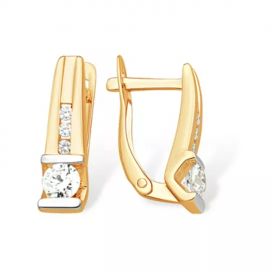 Серьги с фианитом из золота