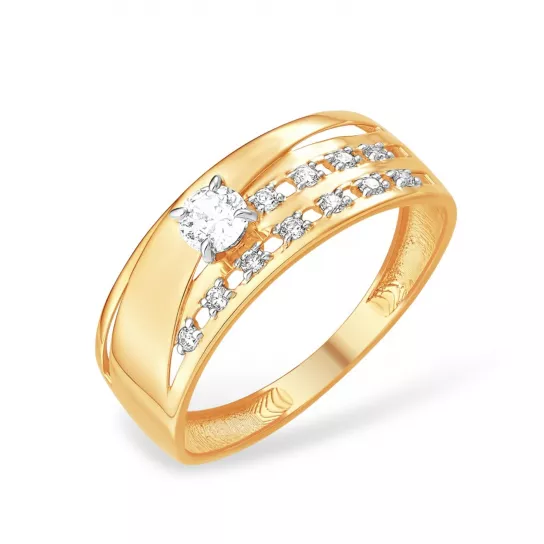 Кольцо с фианитом из золота
