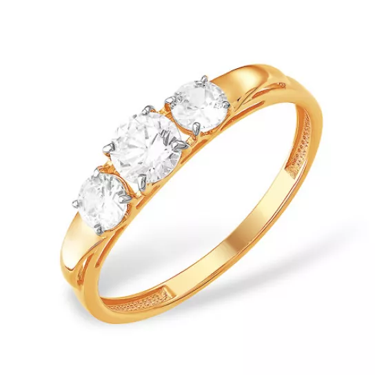 Кольцо с фианитом из золота