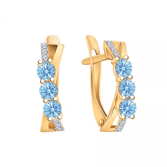 Серьги с фианитом из золота