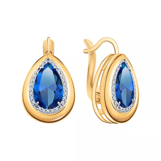 Серьги с фианитом из золота