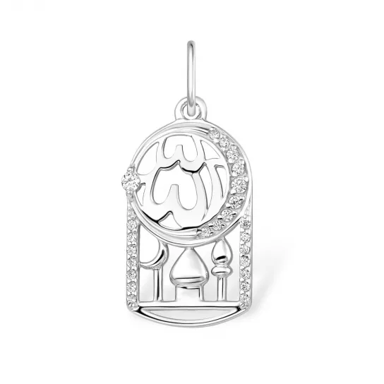Подвеска мусульманская с фианитом из серебра