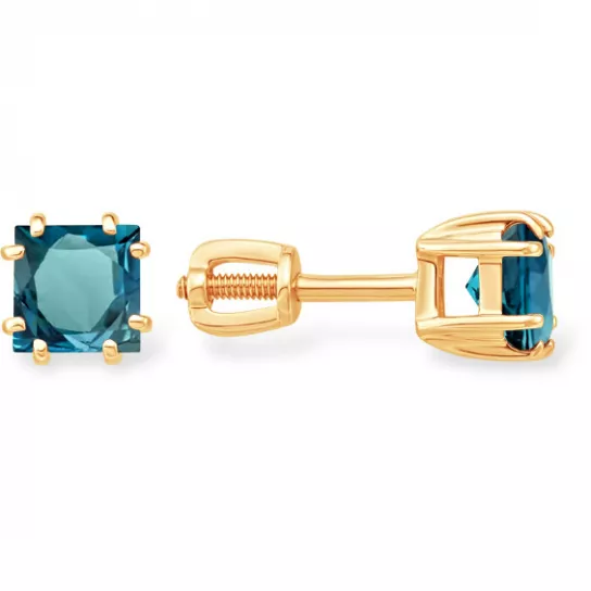 Пусеты с топазом из золота