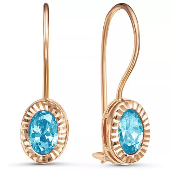 Серьги детские с фианитом из золота