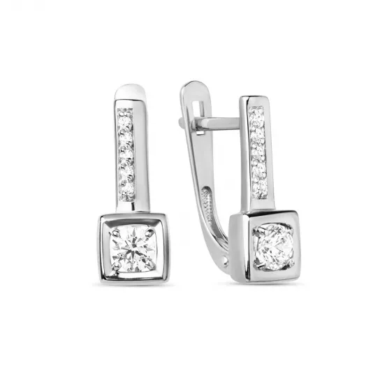 Серьги с фианитом из золота