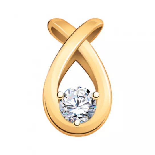 Подвеска с фианитом из золота